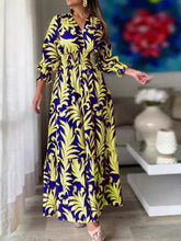 Load image into Gallery viewer, Printed Flounce Sleeve Maxi Dress
