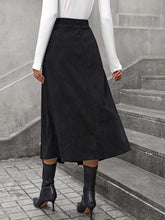 Load image into Gallery viewer, Decorative Button Ruched Midi Skirt