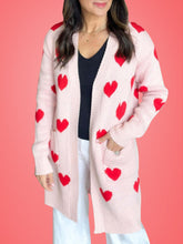 Load image into Gallery viewer, Heart Open Front Long Sleeve Cardigan