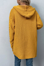 Load image into Gallery viewer, Cable-Knit Dropped Shoulder Hooded Cardigan