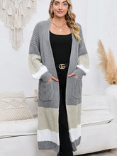 Load image into Gallery viewer, Color Block Long Sleeve Pocketed Cardigan
