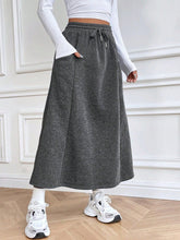 Load image into Gallery viewer, Drawstring Midi Skirt with Pockets