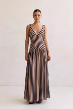 Load image into Gallery viewer, Beige & Navy Stripe Maxi Dress on Model