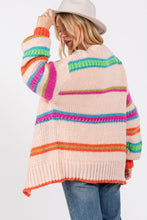 Load image into Gallery viewer, Striped Open Front Knit Cardigan