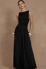Load image into Gallery viewer, Black maxi dress with face visible