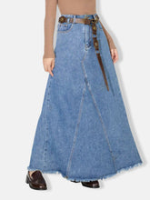 Load image into Gallery viewer, Raw Hem Maxi Denim Skirt