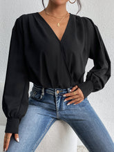 Load image into Gallery viewer, Surplice Ruched Long Sleeve Bodysuit
