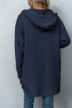 Load image into Gallery viewer, Cable-Knit Dropped Shoulder Hooded Cardigan