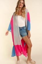 Load image into Gallery viewer, COLOR BLOCK KIMONO MAXI OPEN CARDIGAN
