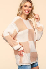Load image into Gallery viewer, Melanie Checkered Drop Shoulder Sweater