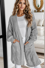 Load image into Gallery viewer, Cable-Knit Dropped Shoulder Slit Cardigan