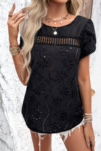 Load image into Gallery viewer, Eyelet Round Neck Petal Sleeve Blouse