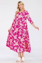 Load image into Gallery viewer, Celeste Floral Round Neck Ruffle Hem Dress