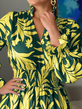 Load image into Gallery viewer, Printed Flounce Sleeve Maxi Dress