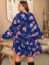Load image into Gallery viewer, Cassey Floral Tie Neck Balloon Sleeve Dress