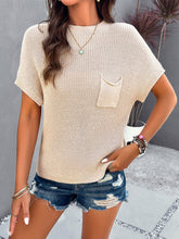 Load image into Gallery viewer, Round Neck Rib Trim Short Sleeve Knit Top