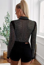 Load image into Gallery viewer, Rhinestone Mock Neck Long Sleeve Bodysuit