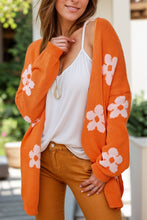 Load image into Gallery viewer, Flower Open Front Long Sleeve Cardigan