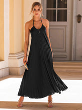Load image into Gallery viewer, Livy Backless Pleated Halter Neck Dress