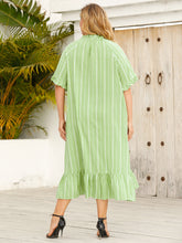 Load image into Gallery viewer, Frill Heart Striped Half Sleeve Dress