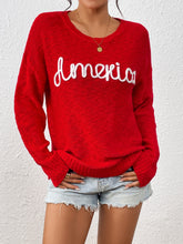 Load image into Gallery viewer, Letter Round Neck Long Sleeve Sweater