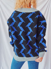 Load image into Gallery viewer, Contrast Trim Geometric V-Neck Long Sleeve Cardigan