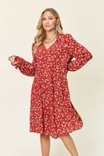 Load image into Gallery viewer, Carlie Printed Ruffle Hem Long Sleeve Dress