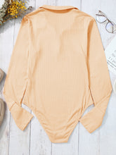 Load image into Gallery viewer, Half Button Collared Neck Long Sleeve Bodysuit