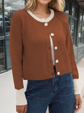 Load image into Gallery viewer, Contrast Button Up Long Sleeve Cardigan