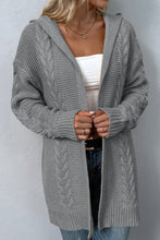 Load image into Gallery viewer, Cable-Knit Dropped Shoulder Hooded Cardigan