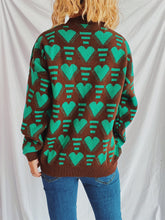 Load image into Gallery viewer, Heart Contrast Long Sleeve Dropped Shoulder Sweater