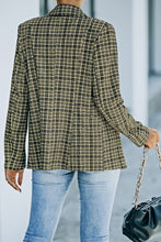 Load image into Gallery viewer, Plaid Double-Breasted Long Sleeve Blazer