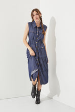 Load image into Gallery viewer, SLEEVELESS BUTTON-DOWN DENIM DRESS