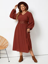 Load image into Gallery viewer, Lace Detail V-Neck Balloon Sleeve Dress