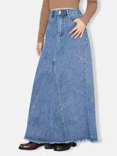 Load image into Gallery viewer, Raw Hem Maxi Denim Skirt