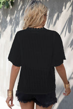 Load image into Gallery viewer, Swiss Dot Lace Trim Flutter Sleeve V-Neck Blouse
