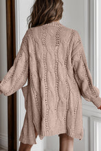 Load image into Gallery viewer, Cable-Knit Dropped Shoulder Slit Cardigan