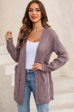 Load image into Gallery viewer, Cable-Knit Dropped Shoulder Slit Cardigan
