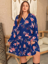 Load image into Gallery viewer, Cassey Floral Tie Neck Balloon Sleeve Dress
