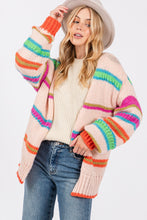 Load image into Gallery viewer, Striped Open Front Knit Cardigan