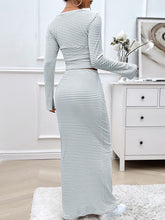 Load image into Gallery viewer, Devine Striped Boat Neck Skirt Set