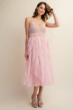 Load image into Gallery viewer, LACEY TULLE MIDI CROCHET DRESS