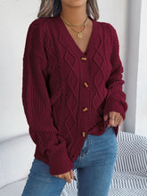 Load image into Gallery viewer, Cable-Knit Long Sleeve Cardigan
