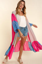 Load image into Gallery viewer, COLOR BLOCK KIMONO MAXI OPEN CARDIGAN