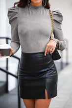 Load image into Gallery viewer, Mock Neck Puff Sleeve Bodysuit