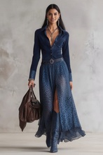 Load image into Gallery viewer, Leopard Button Front Slit Maxi Dress with model's face visible