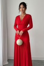 Load image into Gallery viewer, Red maxi dress with face visible