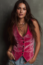 Load image into Gallery viewer, Velvet Button-Down Vest Coat with model's face visible