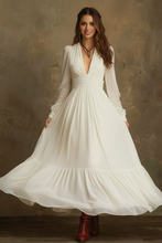 Load image into Gallery viewer, White model in white maxi dress