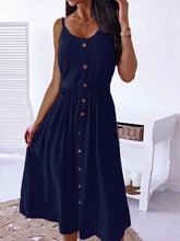 Load image into Gallery viewer, Decorative Button Spaghetti Strap Dress